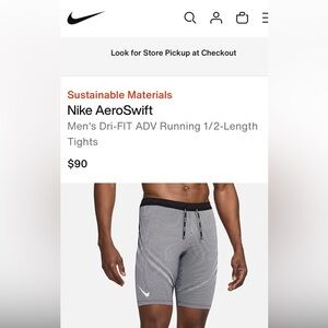 Men’s Nike AeroSwift Half tights- black Large